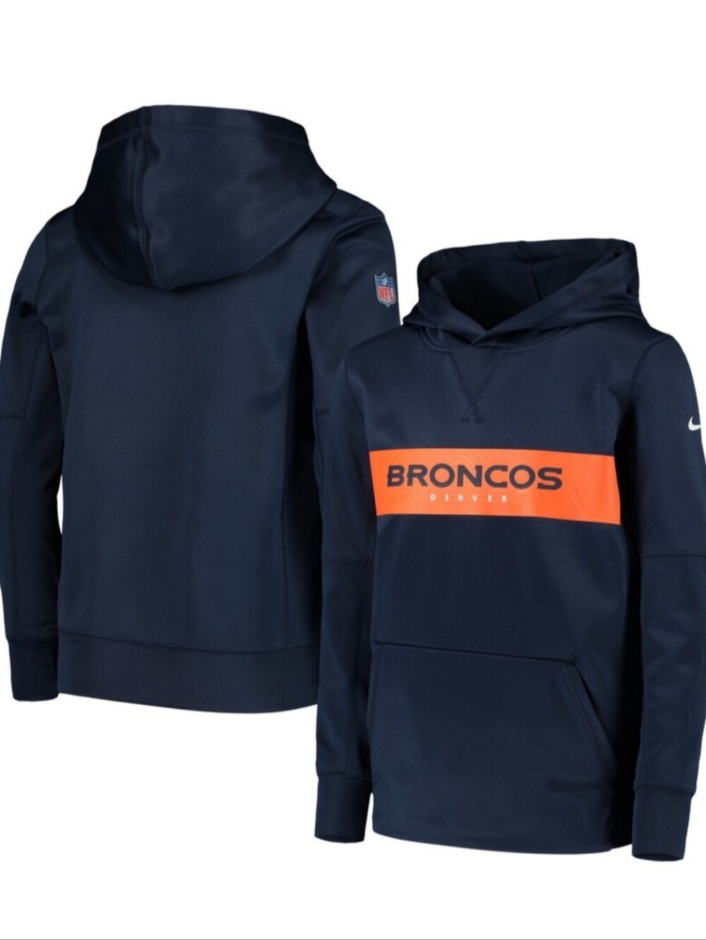 Nike  Denver Broncos Navy Blue & Orange Pullover Hoodie 2x NEW
